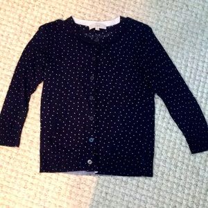 Navy and white polka dot sweater